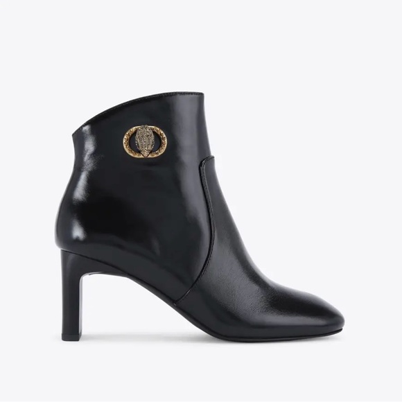 Kurt Geiger London Chelsea Elegant Black Ankle Boots with Gold Accent - Picture 1 of 8